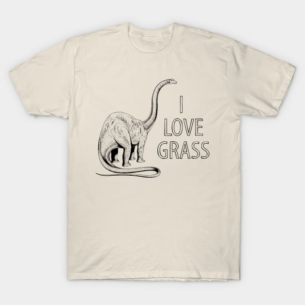 I Love Grass Dinosaur T-Shirt by Cosmo Gazoo